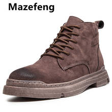 Mazefeng Men's Boots Man  Boots Ankle Boots Male Large Size Patent Leather Crazy Horse Skin Boots Suede Tooling Boots 2024 - buy cheap