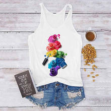 Camisola sexy colete tank tops 2020 gráfico 3d dedo pintura a cores impressão feminina sem mangas casual solto camisa das senhoras roupas 2024 - compre barato