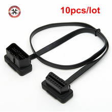 10pcs/lot 60cm/100cm Flat Thin As Noodle OBD2  OBD 16Pin ELM327 Male Female Elbow Extension Cable Diagnostic Connector Adapter 2024 - buy cheap