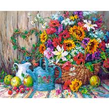 GATYZTORY-Cuadro de bricolaje de 60x75cm, Kit de pintura por números de flores, cuadro de arte de pared moderno, pintura acrílica por números para regalo 2024 - compra barato