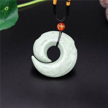Colgante de Jade Natural de la suerte china, collar verde y blanco, joyería de doble cara tallada, amuleto para hombre y mujer, regalos 2024 - compra barato