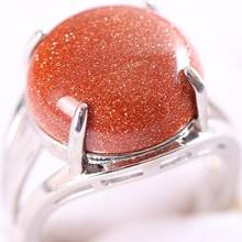 1Pcs Jewelry Gift Adjustable Ring For Women Natural Stone Round CAB Cabochon Golden Sandstone Bead Finger Ring Z208 2024 - buy cheap