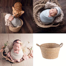 Accesorios de fotografía para recién nacido, cesta tejida a mano de paja Natural, accesorios de fotografía Infantil para sesión de fotos de hitos de bebé 2024 - compra barato