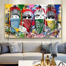 Pinturas en lienzo enmascaradas de Graffiti, pósteres e impresiones de arte callejero, imágenes decorativas para sala de estar, arte de pared 2024 - compra barato