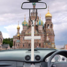 Новый автомобильный кулон металлический крест Иисус Христианский Религиозный автомобиль зеркало заднего вида украшения Висячие автомобильные аксессуары 2024 - купить недорого