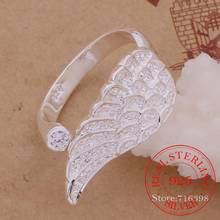 Real 925 Sterling Silver Rings for Women,Crystal Adjustable Wedding Party Simple Wing Ring,wholesale Factory Price /annajeua 2024 - buy cheap