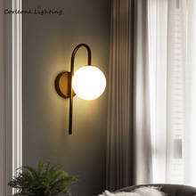 Luminária de parede minimalista, estilo nórdico, luminária de vidro com globo, para decoração de quarto e sala de estar, criativa 2024 - compre barato