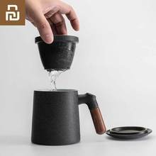 Xiaomi PINZTEA-taza de té de cerámica con mango de madera, tetera de separación de 380ml, filtro de hoja de té, encendido Manual a alta temperatura, esmalte en aerosol 2024 - compra barato