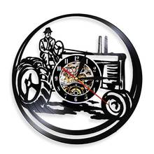 Farmer On Tractor-Reloj de pared Vintage, con disco de vinilo, arte decorativo, para decoración del hogar y granja 2024 - compra barato
