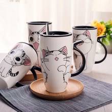 Caneca de café com tampa grande capacidade, caneca de café fofa de gato, de cerâmica, animal, acessórios para bebidas, chá, novidade, presentes, copo de leite, 600ml 2024 - compre barato