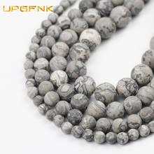 UPGFNK Natural Matte Map Stone Round Loose Spacer Beads For Jewelry making DIY Bracelet Accessories 15" Strand 4/6/8/10/12MM 2024 - buy cheap