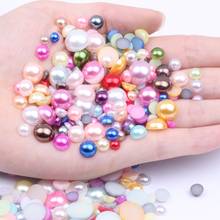 5-12mm mezcla de perlas de tamaño medio redondas 300 piezas de muchos colores plano redondo brillante pegamento en cuentas de resina joyería DIY uñas decoraciones de arte 2024 - compra barato