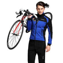 Conjunto de roupa térmica de inverno para ciclismo, traje esportivo à prova de vento, jaqueta, fleece, resistente ao chuva, refletiva, 2024 - compre barato