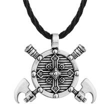 Viking Valknut Axes Shield Barbarian Viking Cross necklace Gladiator Medieval Knight Pewter Pendant Necklace Wiccan Man Jewelry 2024 - buy cheap