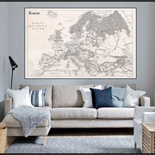 Простая ретро-Карта Европы, Нетканая Картина на холсте, 150x100 см, настенный художественный постер для офиса, дома, настенное украшение, школьные принадлежности 2024 - купить недорого