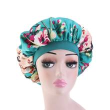 6 Colors Satin Bonnet Salon Night Hair Hat for Natural Curly Hair Double Elastic Bathing Shower Cap Head Cover  Wrap Hat 2024 - buy cheap