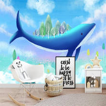 Milofi-papel tapiz 3D personalizado, mural de fantasía nórdica, ballena oceánica, Fondo de pared para habitación de niños, sala de estar, dormitorio, pintura decorativa 2024 - compra barato