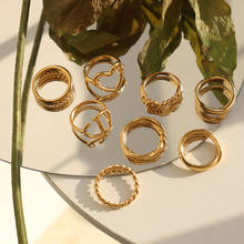Модные Простые Кольца 8 моделей, золотые кольца из нержавеющей стали для влюбленных для женщин и мужчин, роскошные свадебные украшения для вечеринок, бижутерия 2024 - купить недорого