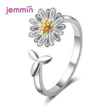 Sizable 925 Sterling Silver Small Daisy Leaves Ring for Women Open Adjustable Finger Rings Hand Jewelry Girl Gift 2024 - buy cheap