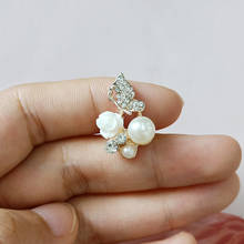Colgante de flor de cristal de perla de aleación de color dorado, accesorios de joyería para el pelo de boda, tela, fabricación de joyas hechas a mano, 15x22mm, 50 Uds. 2024 - compra barato