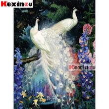 Kexinzu 5D DIY Full Square/Round Drill Diamond Painting Kit "White peacock" Embroidery Mosaic Cross Stitch Stickers Decor Gift K 2024 - buy cheap
