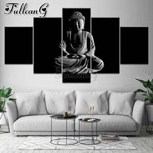 FULLCANG black background Stone Buddha icon 5 piece diy diamond painting full square round drill mosaic embroidery sale FC3423 2024 - buy cheap