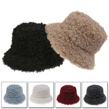 Women Winter Bucket Hat Lamb Faux Fur Fisherman Hat Plush Warm Panama Sunscreen Caps Lady Korean Fishing Sun Cap 2024 - buy cheap