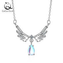 New Temperament Exquisite Angel Wings 925 Sterling Silver Fashion Jewelry Moonstone Wild Clavicle Chain Pendant Necklaces N365 2024 - buy cheap