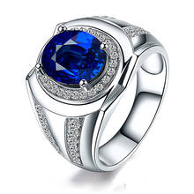 MOONROCY серебряный цвет кольца с синим кристаллом Овальный для мужчин подарок Прямая поставка вечерние свадебные винтажные мужские ювелирные изделия оптовая продажа 2024 - купить недорого