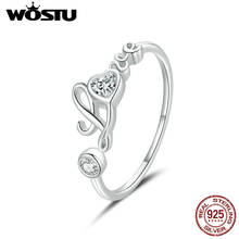 WOSTU LOVE Heart Open Ring 925 Sterling Silver Shining Zircon Adjustable Size Rings For Women Fingers Engagement Jewelry CTR146 2024 - buy cheap