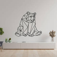 Adesivo de parede geométrico urso ll2738, decalque de vinil para parede de animal criativo removível com mural para sala de estar, quarto, decoração de casa 2024 - compre barato