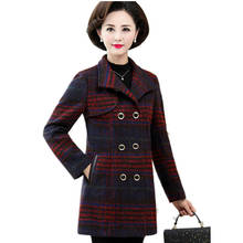 NEW European fashion Woolen coat Women Plaid woolen coat Korean fashion clothing Women office clothing Middle age clothing 1394 2024 - buy cheap