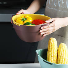 Kitchen Hit Color Drain Basket Bowl Rice Washing Colander Baskets Kitchen Strainer Vegetables Fruit Double Drain Storage Basket 2024 - buy cheap