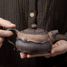 Japonês ferro dourado esmalte lótus incenso lidar com pote cerâmica kung fu bule único bule mão ewer puer er chá que faz dispositivo 2024 - compre barato