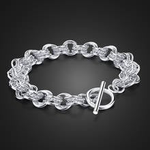 Fashion Men's 100% 925 Sterling Silver Bracelet Unique TO Clasp Design 10 MM  8-inch Chain Bangle Women Charm Jewelry 2024 - buy cheap