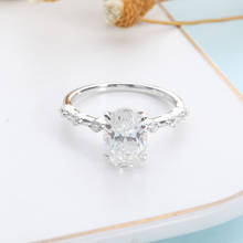 Cxsjerry 2.5 quilate ct df cor 7*10mm corte oval anel de diamante de moissanite, halo, anel de noivado, sólido 14k, 585 ouro branco 2024 - compre barato