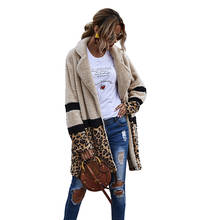 2020 Autumn Winter Faux Fur Coat Flocking Fashion Mid Length Plush Lapel Jacket Temperament Leopard Print Teddy Bear Coat Women 2024 - buy cheap