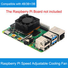 Radiador com regulador de velocidade raspberry pi 4b pwn, ventilador de refrigeração pi4 geração 3b + base de metal de cobre puro com botão de interruptor 2024 - compre barato