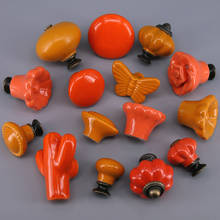 Tiradores de cerámica de Color naranja para armario, pomos para cajón, tocador, armario, 1 unidad 2024 - compra barato