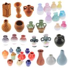 Mini florero de porcelana de cerámica, accesorios para casa de muñecas, miniaturas, 1:12, accesorios decorativos en miniatura 2024 - compra barato