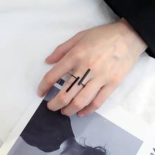 Black/Gold/Silver Color Double Bar Ring Minimalist Open Finger Ring Fashion Ladies Adjustable Ring Jewelry Punk Party Accessory 2024 - buy cheap