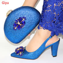 doershow New Arrival African Wedding Shoes and Bag Set blue Color Italian Shoes with Matching Bags Nigerian Women party! HYT1-26 2024 - buy cheap