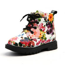 Winter Kids snow Shoes  Boots for Girls Botas Fashion Floral Print PU Leather Lace Up Shoes Child Rubber Soled Boots 2024 - buy cheap