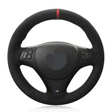 Capa de volante de carro macia, camurça preta, costurada à mão, confortável, para bmw m sport m3 e90 e91 e92 e93 e87 e81 e82 e88 x1 e84 2024 - compre barato