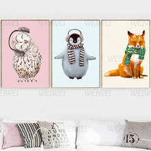 Animal Home Decoration Painting Owl Cute Warm Heart Living Room Canvas Painting Penguin Fox Winter Wall Art Poster Warm Bedroom 2024 - buy cheap