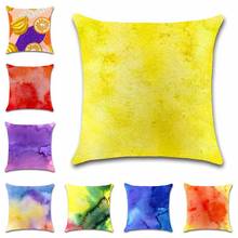 Colorful watercolor decorative print Cushion Cover Decor chair Home sofa coffee shop seat friend kids bedroom gift pillowcase 2024 - buy cheap