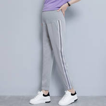 Maternidad Harem pantalones de lino estilo Corea rayas pantalones para el embarazo mujeres cómodo ocio embarazada ropa Primavera Verano 2024 - compra barato