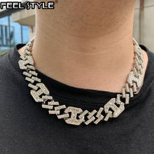 Hip Hop 17MM Bling AAA+ Iced Out Alloy Rhinestones Box Clasp Coffee Bean Prong Cuban Link Chain Necklace For Men Choker Jewelry 2024 - buy cheap