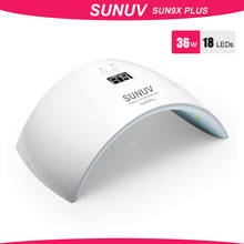 SUNUV SUN9x plus Светодиодный УФ-Сушилка для ногтей 36 Вт Светодиодный светильник для отверждения ногтей Гель-лак с ЖК-кнопкой таймера сенсор для маникюра авто инструменты 2024 - купить недорого