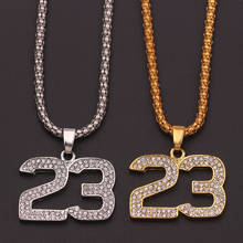 Hip Hop Crystal Basketball Legend Number 23 Pendant Necklaces Men Bling Cuban Chain Necklace Lucky Jewelry For Man Boy Fans Gift 2024 - buy cheap